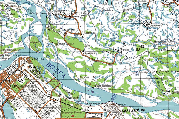 Уменьшенный фрагмент представленной топографической карты M-38-33 - Trasa.ru
