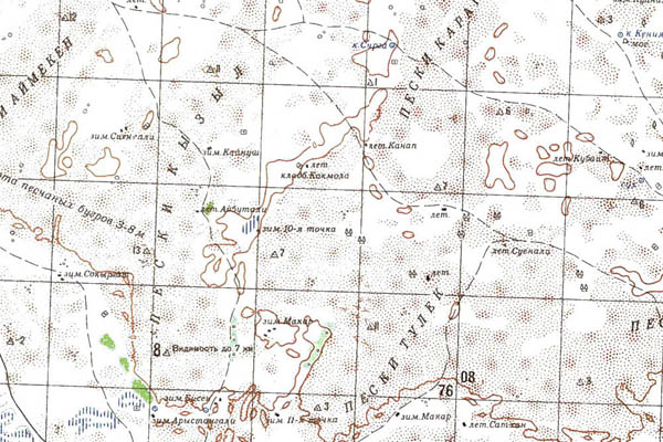 Уменьшенный фрагмент представленной топографической карты M-38-36 - Trasa.ru