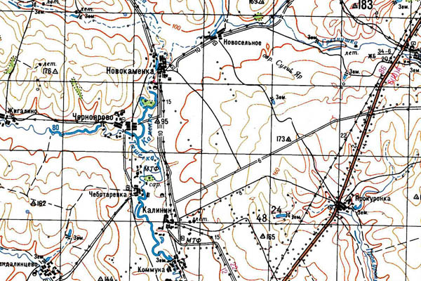 Уменьшенный фрагмент представленной топографической карты M-39-05 - Trasa.ru
