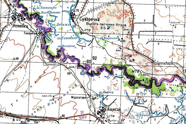 Уменьшенный фрагмент представленной топографической карты M-39-12 - Trasa.ru