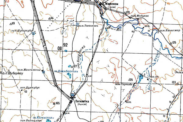 Уменьшенный фрагмент представленной топографической карты M-39-18 - Trasa.ru