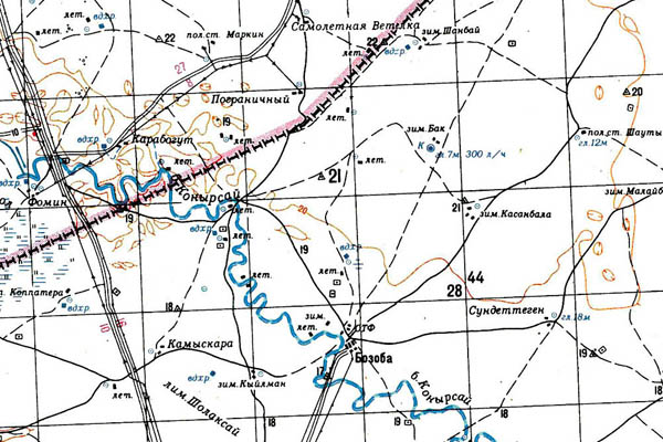 Уменьшенный фрагмент представленной топографической карты M-39-19 - Trasa.ru