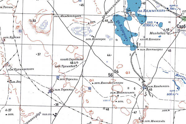Уменьшенный фрагмент представленной топографической карты M-39-30 - Trasa.ru