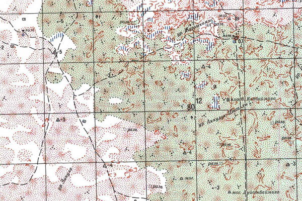 Уменьшенный фрагмент представленной топографической карты M-39-32 - Trasa.ru