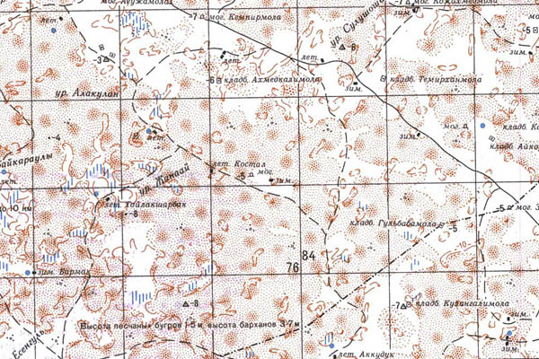 Уменьшенный фрагмент представленной топографической карты M-39-33 - Trasa.ru