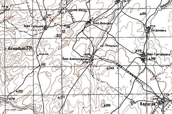 Уменьшенный фрагмент представленной топографической карты M-40-08 - Trasa.ru