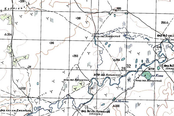 Уменьшенный фрагмент представленной топографической карты M-40-23 - Trasa.ru