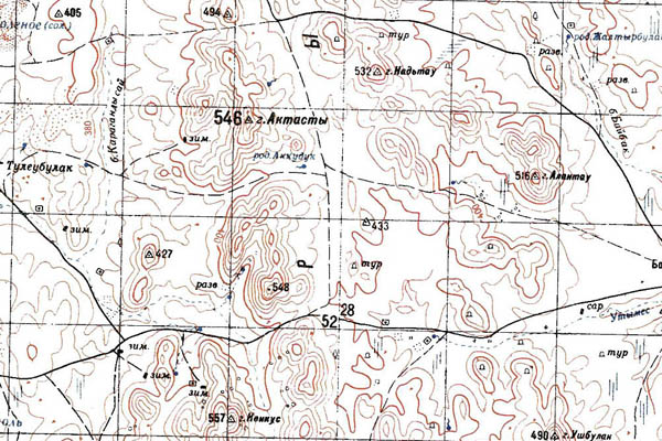 Уменьшенный фрагмент представленной топографической карты M-40-29 - Trasa.ru