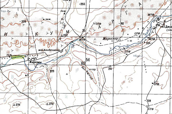 Уменьшенный фрагмент представленной топографической карты M-40-34 - Trasa.ru