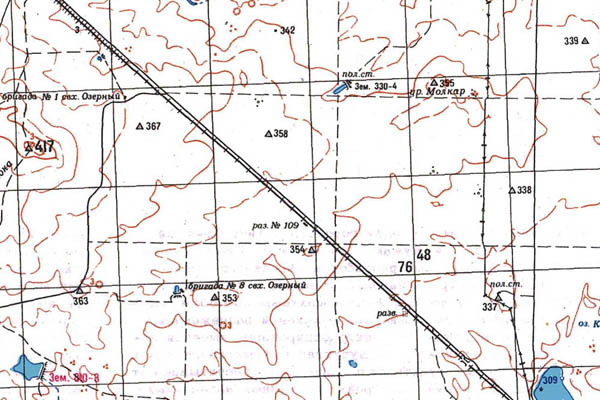 Уменьшенный фрагмент представленной топографической карты M-41-07 - Trasa.ru