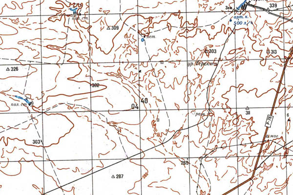 Уменьшенный фрагмент представленной топографической карты M-41-13 - Trasa.ru