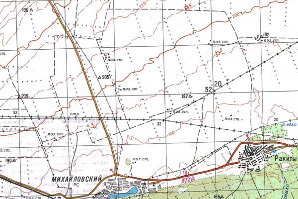 Уменьшенный фрагмент представленной топографической карты M-44-02 - Trasa.ru