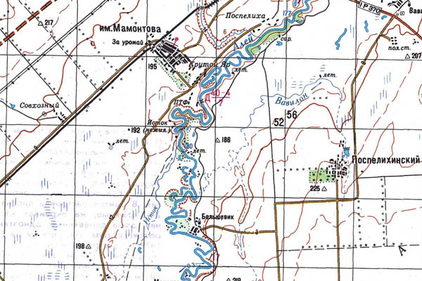 Уменьшенный фрагмент представленной топографической карты M-44-04 - Trasa.ru