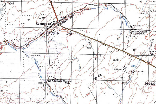Уменьшенный фрагмент представленной топографической карты M-44-05 - Trasa.ru