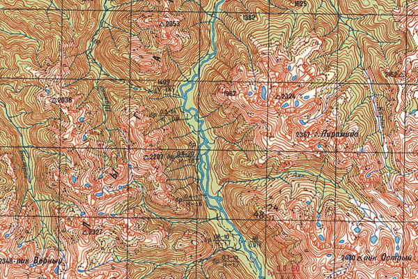 Уменьшенный фрагмент представленной топографической карты M-45-05 - Trasa.ru