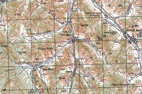 Уменьшенный фрагмент представленной топографической карты M-45-07 - Trasa.ru