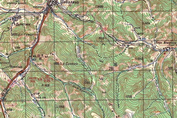 Уменьшенный фрагмент представленной топографической карты M-45-08 - Trasa.ru