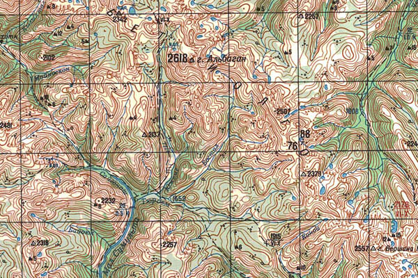 Уменьшенный фрагмент представленной топографической карты M-45-09 - Trasa.ru