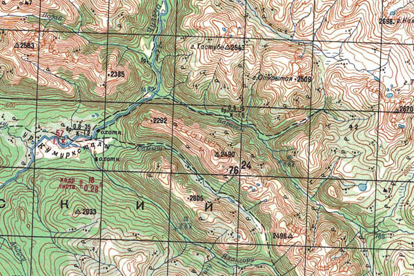 Уменьшенный фрагмент представленной топографической карты M-45-11 - Trasa.ru