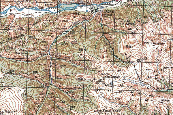 Уменьшенный фрагмент представленной топографической карты M-45-12 - Trasa.ru