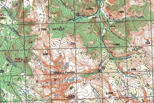 Уменьшенный фрагмент представленной топографической карты M-45-14 - Trasa.ru