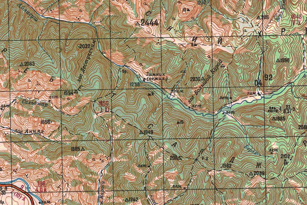 Уменьшенный фрагмент представленной топографической карты M-45-15 - Trasa.ru