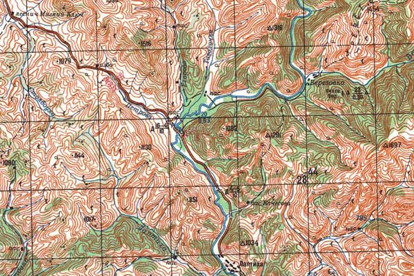 Уменьшенный фрагмент представленной топографической карты M-45-19 - Trasa.ru