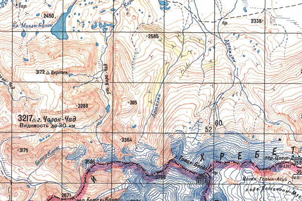 Уменьшенный фрагмент представленной топографической карты M-45-28 - Trasa.ru