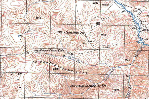 Уменьшенный фрагмент представленной топографической карты M-45-29 - Trasa.ru