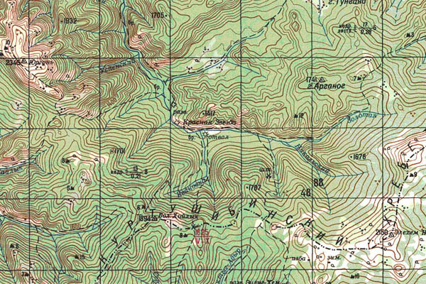 Уменьшенный фрагмент представленной топографической карты M-46-03 - Trasa.ru