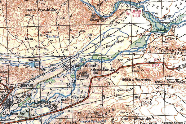 Уменьшенный фрагмент представленной топографической карты M-46-07 - Trasa.ru