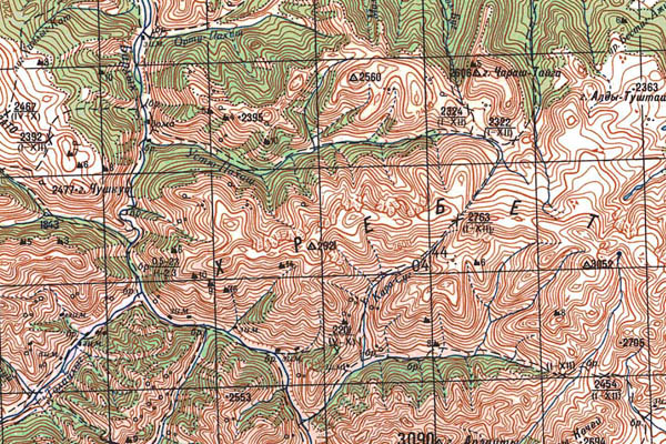 Уменьшенный фрагмент представленной топографической карты M-46-13 - Trasa.ru