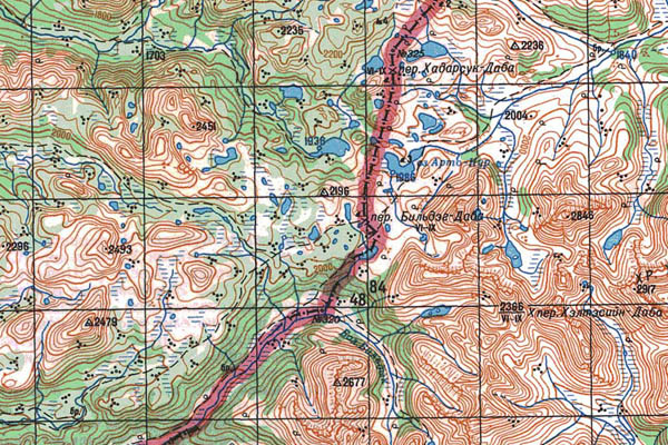 Уменьшенный фрагмент представленной топографической карты M-47-03 - Trasa.ru