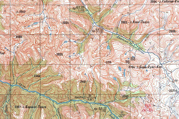 Уменьшенный фрагмент представленной топографической карты M-47-09 - Trasa.ru