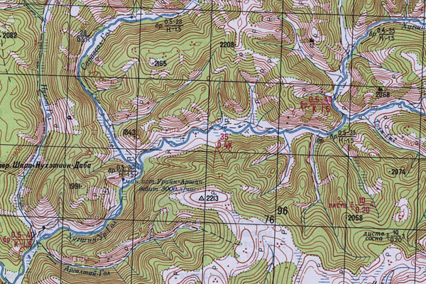 Уменьшенный фрагмент представленной топографической карты M-47-12 - Trasa.ru