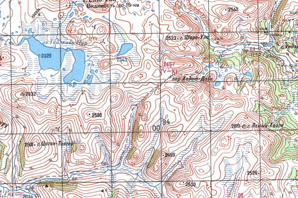 Уменьшенный фрагмент представленной топографической карты M-47-15 - Trasa.ru