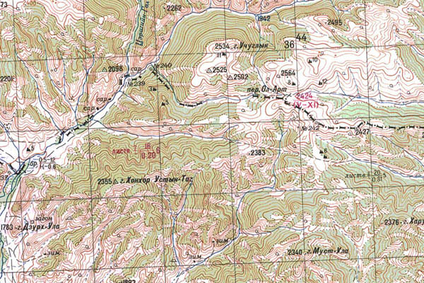 Уменьшенный фрагмент представленной топографической карты M-47-19 - Trasa.ru