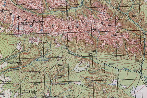 Уменьшенный фрагмент представленной топографической карты M-48-01 - Trasa.ru