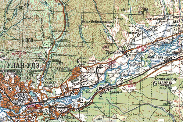Уменьшенный фрагмент представленной топографической карты M-48-06 - Trasa.ru