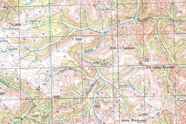 Уменьшенный фрагмент представленной топографической карты M-48-08 - Trasa.ru