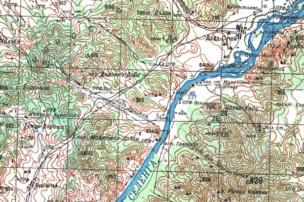 Уменьшенный фрагмент представленной топографической карты M-48-11 - Trasa.ru