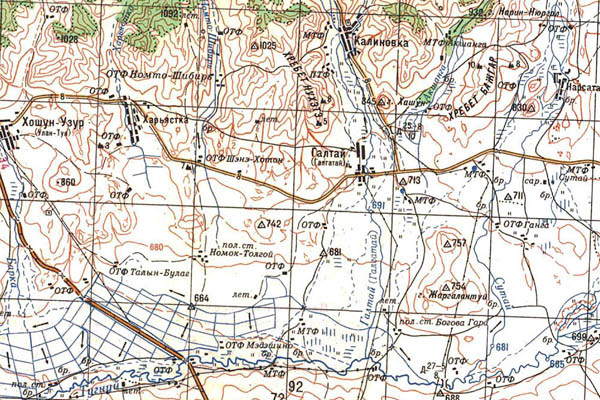 Уменьшенный фрагмент представленной топографической карты M-48-12 - Trasa.ru