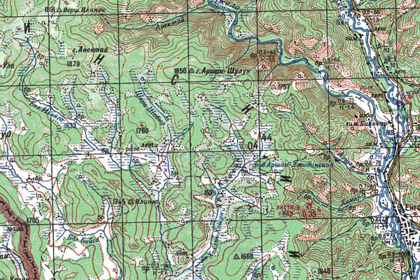 Уменьшенный фрагмент представленной топографической карты M-48-13 - Trasa.ru