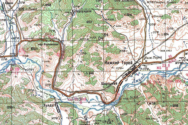Уменьшенный фрагмент представленной топографической карты M-48-15 - Trasa.ru