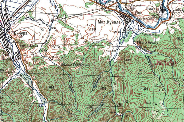 Уменьшенный фрагмент представленной топографической карты M-48-18 - Trasa.ru