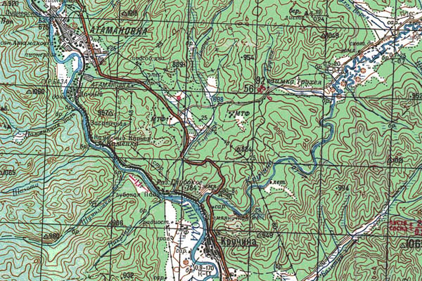 Уменьшенный фрагмент представленной топографической карты M-49-06 - Trasa.ru