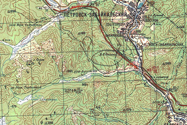 Уменьшенный фрагмент представленной топографической карты M-49-07 - Trasa.ru