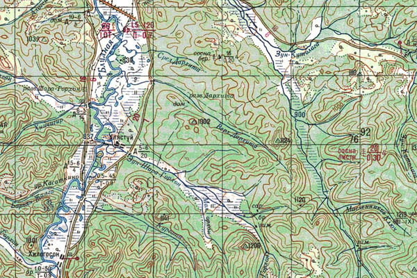 Уменьшенный фрагмент представленной топографической карты M-49-09 - Trasa.ru