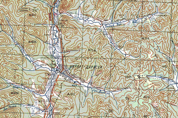 Уменьшенный фрагмент представленной топографической карты M-49-12 - Trasa.ru