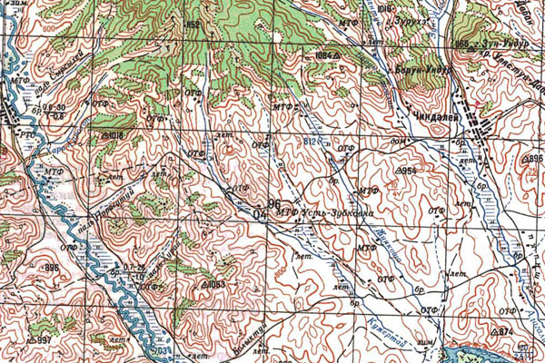 Уменьшенный фрагмент представленной топографической карты M-49-18 - Trasa.ru